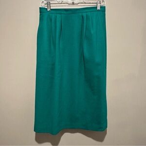 Cross Country VIntage Wool Skirt Womens 12 Green Pencil Midi Classic